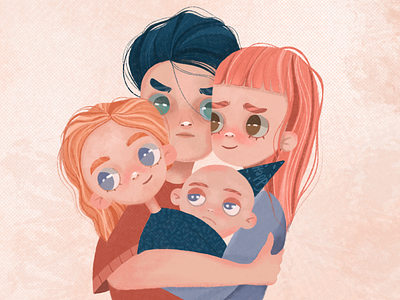 Family photo art illustration character design children book illustration color palette design family illustration art ipadproart palette patern portrait art procreate