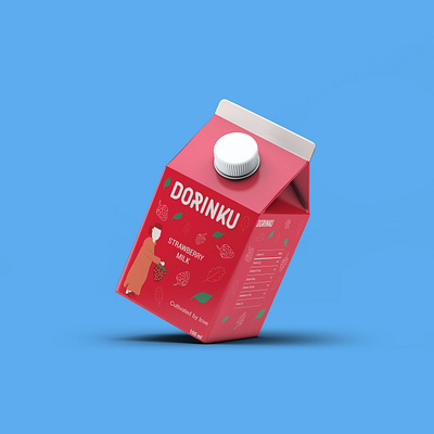 Dorinku box brand brand design brand identity brandidentity branding branding and identity design flat frame illustration logo milk nature packaging packaging design pattern strawberry typography vector