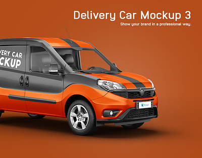 Fiat Doblo Delivery Car Mockup advertising campaign auto automobile banner car paint delivery car fiat mobile advertising orange panel van print vehicle mockup vehicle wrap vinyl wrap wrapping mockup