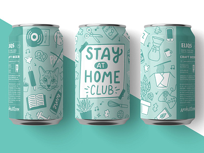 Stay at Home club beer beer can covid design eliqs graphicdesign hand drawn handlettering illustration typography