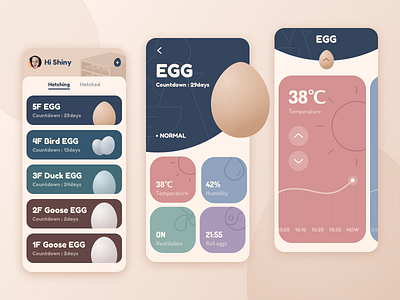 Interface for incubator card design design app egg icon incubator ui ui design uiux ux