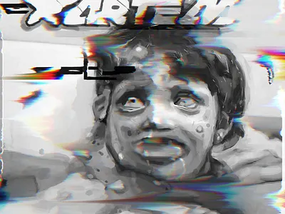 Boy black white characterdesign digitalart future punk glitch horror art illustration logo monochrome