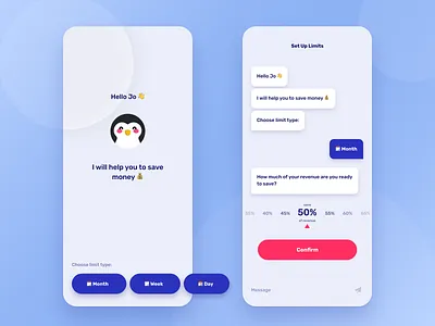 Mobile banking application app application bank app banking chat chat bot chatting communication design finance finance app limits mobile selectors setup ui ux