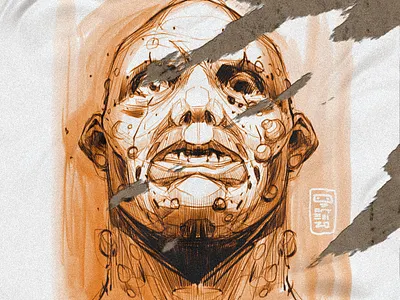 Bald guy drawing characterdesign creative creatures digitalart drawing fantasy fantasy art fantasyart freehand illustration monsters mutant portrait sepia sketch sketchbook