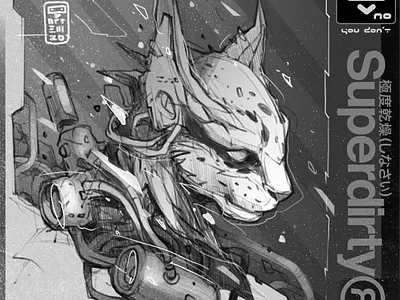 Turbo Cat animals branding cats characterdesign digitalart drawing freehand futurepunk illustration logo monochromatic punk punkart robots sketch typography typography art ui