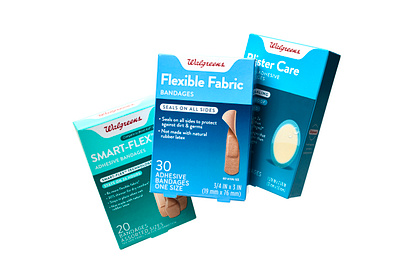 Walgreens Bandages gradient health packaging rebrand