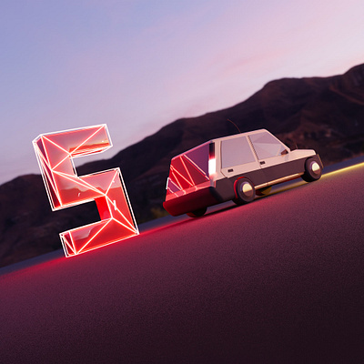 05 - #36daysoftype 3d blender car french supercinq