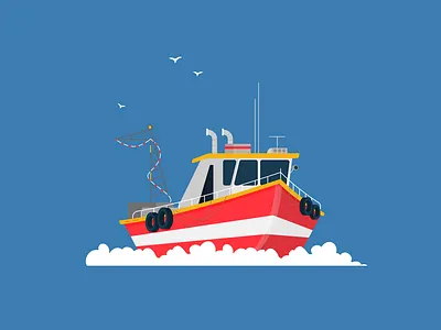 Fishing boat boat fishing flat illustration ship vector