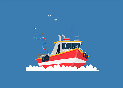 Fishing boat boat fishing flat illustration ship vector