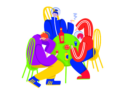 LIFE AFTER QUARANTINE adobe illustrator cafe celebration character company design drink friends group illustration party quarantine restaurant vector
