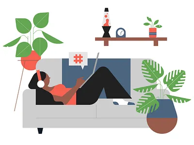 living room character character design computer geometric graphic design hashtag icon icons illustration livingroom plants social media tech vector woman