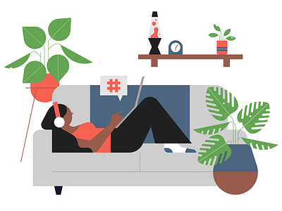 living room character character design computer geometric graphic design hashtag icon icons illustration livingroom plants social media tech vector woman