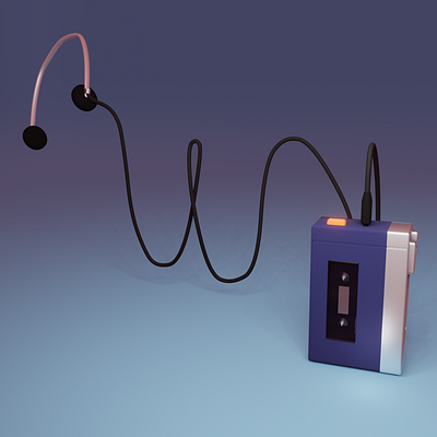 W - #36daysoftype 3d blender walkman