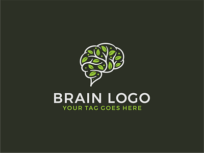 brainlogo brain branding design flat icon leaf logo minimal simple logo tree logo vector