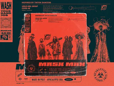 Mask Max (The Virus Girl Group) album art album artwork album cover art character design cyberpunk dark art design drawings girl character girl illustration illustration illustration art illustrator ink illustration post apocalypse punk gril vinyl virus