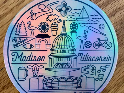 Madison WI sticker holographic icon madison sticker wisconsin