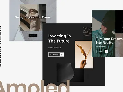 A M O L E D black blog brand creative creativemarket goashape graphic template instagram instagram stories layout minimal photoshop portfolio post pro showcase social media social media design template ui