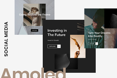 A M O L E D black blog brand creative creativemarket goashape graphic template instagram instagram stories layout minimal photoshop portfolio post pro showcase social media social media design template ui
