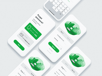 Green P App Redesign app design app redesign dailyui design illustration onboarding screen parking parking app sign in page steps ui