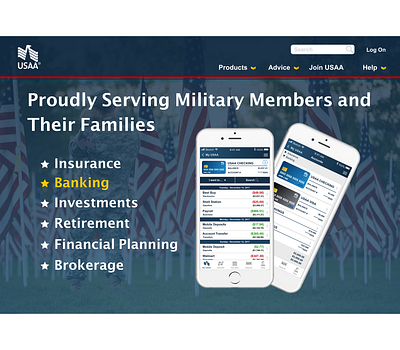 USAA Banking - Visual UI Redesign Concept Project adobe app application bank banking blue design product design ui ui design ux ux design