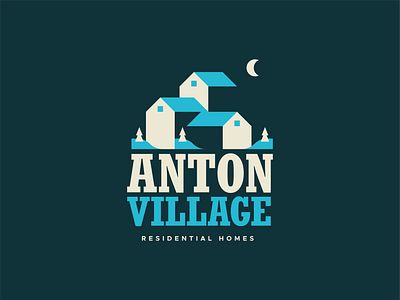 Anton Village Logo Option 3 anton brand identity branding design house icon illustration logo mark mn residential homes ski resort snow symbol type typography village