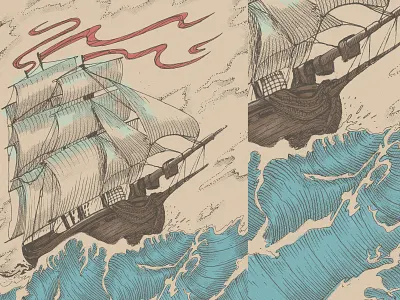 Ship drawing illustration oldschool retro ship tattoo