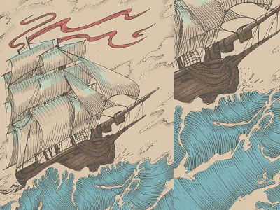 Ship drawing illustration oldschool retro ship tattoo