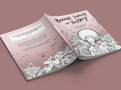 Badass Ladies in History - Cover Mockup 2d art adobe photoshop book cover branding coloring book cover design drawing floral graphic design illustration mockup photoshop print design