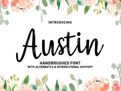 Austin Script font design ink romance script wedding