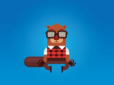 Be(aver) here now animal beaver character fun glasses illustration meditate mindful plaid vector