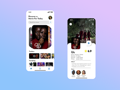 Movies App - Mobile concept app design flat mobile movie movie app movies ui ux