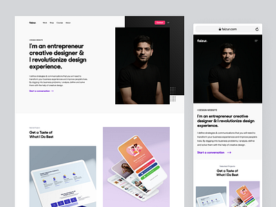 Faizur | Website Redesign branding design experience homepage interface minimal portfolio typography ui ux web website