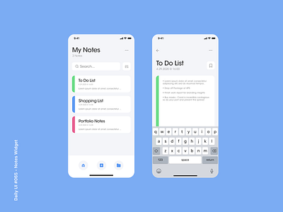 UI #65 - Notes Widget app design branding icon ios minimal notes typography ui ux