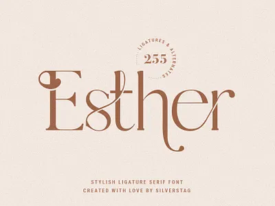 Esther - Stylish Ligature Serif Font branding classic font elegant font font font design fonts graphic design lettering ligature ligature font ligatures logo font logo fonts playful font retro font serif serif font typeface typefaces vintage font