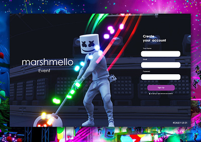 Daily UI :001 Marshmello event sign up 001 app daily ui dailyui design dribbble interaction dribble dribblers logo ui ui design graphic designing ux web