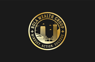 NOLA Wealth Group Logo Design brand identity branding bridge city skyline consultant consultancy creative finance financial home house investment location logo logo design new orleans property properties real estate silhouette usa vector icon mark symbol