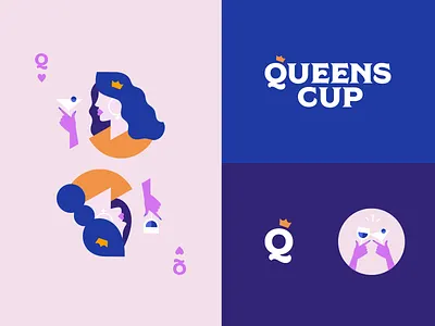 Queens Cup branding card crown design logo queen queen of hearts queens queens cup typography