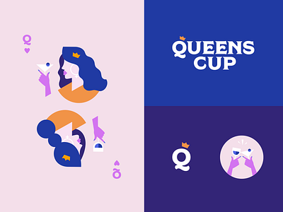 Queens Cup branding card crown design logo queen queen of hearts queens queens cup typography