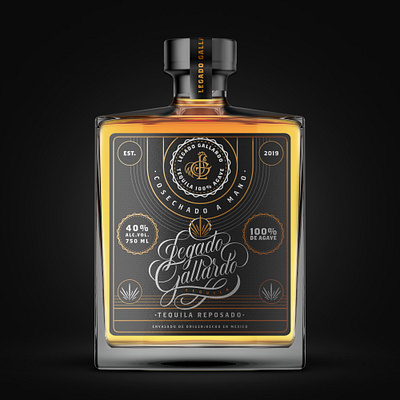 Legado Gallardo branding handlettering label lettering liquor liquor label logotype monogram tequila tequila blanco tequila reposado