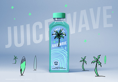 Coconut Beach b/ Juice Wave agency branding design drinks illustration logo typography