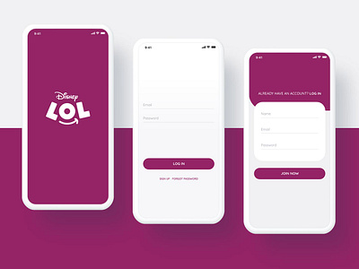 DisneyLOL Mockup Onboarding app disneyland gui interface login onboarding signup splash ui uiux ux webdesign