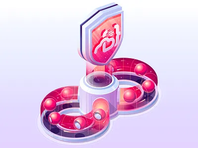 Productivity and Security code development devops devsecops illustration isometric security shield vector