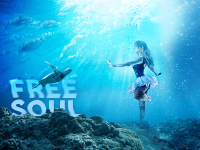 Free Soul adobe adobe photoshop aqua bubbles dance dancer design illustration instagram photomanipulation photoshop stones turtle underwater wallpaper wallpaper design water