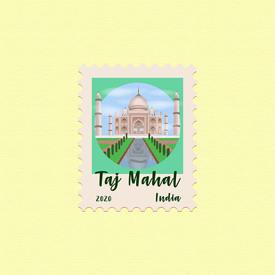 4 - Taj Mahal, India - Post Stamp design icon illustration illustration art illustrations illustrator stamp stamp design