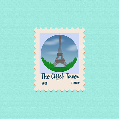 9 - Eiffel Tower, France - Post Stamp design eiffel tower france icon illustration illustration art illustrations illustrator paris stamp stamp design