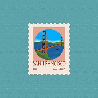 7 - San Francisco, California - Post Stamp design icon illustration illustration art illustrations illustrator stamp stamp design