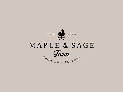 Maple & Sage Farm chicken farm farmhouse logo organic rooster vector weathervane