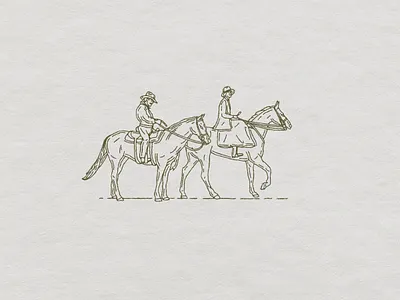 Couple on Horses branding cowboy custom design hand drawn handmade illustration t shirt western