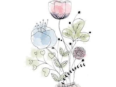 watercolor flowers design illustration photoshop watercolor