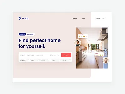 Pinql.com Real estate - some pages from website airbnb apartment app branding design house landlord minimal pinql real estate realestate rental renting tenant ui ux web website